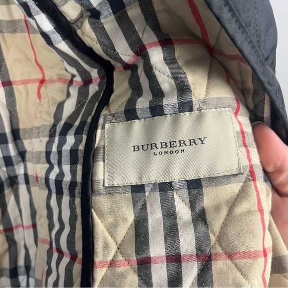 BURBERRY London QUILTED JACKET WOMENS Small BLACK Button Nova Double Breast - Picture 13 of 16